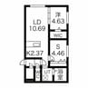 シティレジデンス南9条 1LDK+Sの間取り