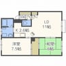 清田サンハイム3 2LDKの間取り