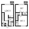 サンヒルズアイB棟 2LDKの間取り