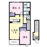 フローラ砥堀A 2LDKの間取り