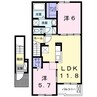 ラ・ポールⅡ 2LDKの間取り
