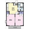 アメニティハイム 2DKの間取り