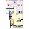 ルノール白浜Ⅰ 2LDKの間取り