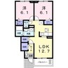 ハマナスⅠ 2LDKの間取り
