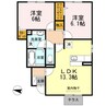 しんでれら・円山B棟 2LDKの間取り