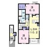 エスペランサ中仁野V 2LDKの間取り