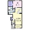 ヴィラ　ドゥ　グレーヌ梅ケ谷D 1LDKの間取り