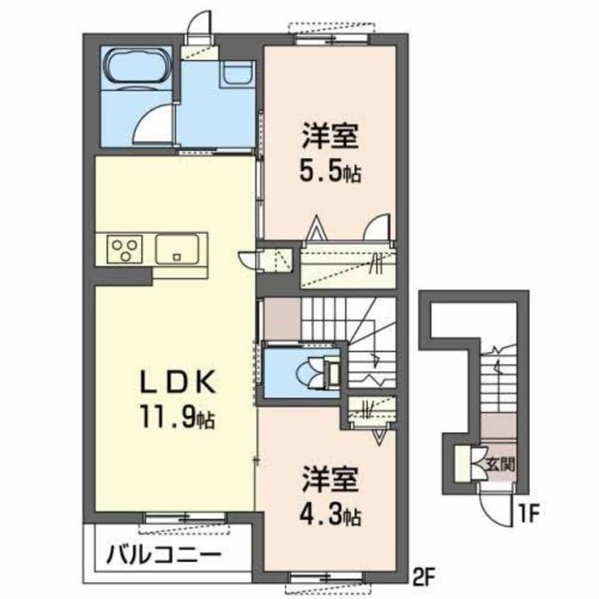 間取図 カーサグラス　オエステB