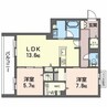 クレアトーレ神河 2LDKの間取り