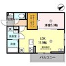 ルグラン龍野 1LDKの間取り