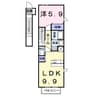 アンジュ　A 1LDKの間取り
