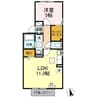 桐原第五ハイツ 1LDKの間取り
