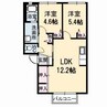ディアスいちまる　Ａ棟 2LDKの間取り