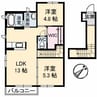 バウハウス 2LDKの間取り