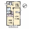 シャーメゾン湯布田 2LDKの間取り