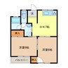 ハイツ光　２ 2DKの間取り