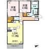 エーデルハイム厚南中央 2LDKの間取り
