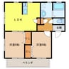 ルーレルハイムⅠ・Ⅱ 2LDKの間取り
