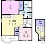 メゾンドエスペランスⅢ番館 2LDKの間取り