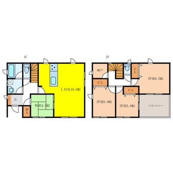 間取図 クレイドルガーデン黒石北第6-1