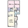 ラピス・ラズリⅡ 2LDKの間取り