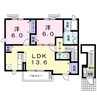 ラ・フランセ５ 2LDKの間取り