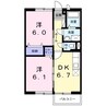 ドリームハイツＡ 2DKの間取り