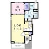 フラット岡芹 1LDKの間取り