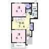 ルピナス・グロー 2DKの間取り
