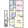 フィオーレII 1LDKの間取り
