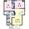 ライジング　サン　クレール　II 2LDKの間取り