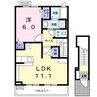 クローバーハイツ本城 1LDKの間取り