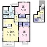 グランデ・エテルノI 2LDKの間取り