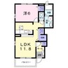 フローリッシュ 1LDKの間取り