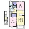 エスポワールII 2LDKの間取り