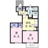 アルカンシェル 2DKの間取り
