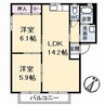 グランシード加藤　Ｂ棟 2LDKの間取り