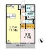 ローゼスポート港町　Ｂ棟 1LDKの間取り