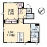 グランクロス沖野上Ｗ 1LDKの間取り