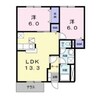 エクセレントＢ棟 2LDKの間取り