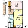 ミーティア　B棟 1LDKの間取り