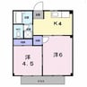 シティハイツ羽原Ｂ（日吉台） 2Kの間取り