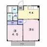 シティハイツ羽原Ｂ（日吉台） 2Kの間取り