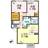 サン・ブランドール 2LDKの間取り