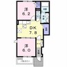 ペスカ 2DKの間取り