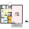セジュールハゴロモ　Ｂ棟 1Kの間取り