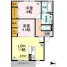 サンモール新湯野 2LDKの間取り