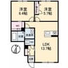 シャーメゾン福山北　A棟 2LDKの間取り