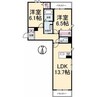 シャラーレ西深津 2LDKの間取り