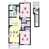 ジェルメⅡA 2LDKの間取り